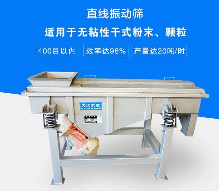 直線振動篩適用于無粘性干式粉末、顆粒，產量達20噸/時